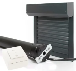 Volet Roulant Électrique Filaire - Alu Gris Anthracite - L180 x H215 cm - Motorise - Recoupable-Avosdim New