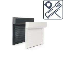 Avosdim Volet Roulant Électrique Filaire - Alu Blanc - L120 x H120 cm - Motorise avec commande murale - Recoupable