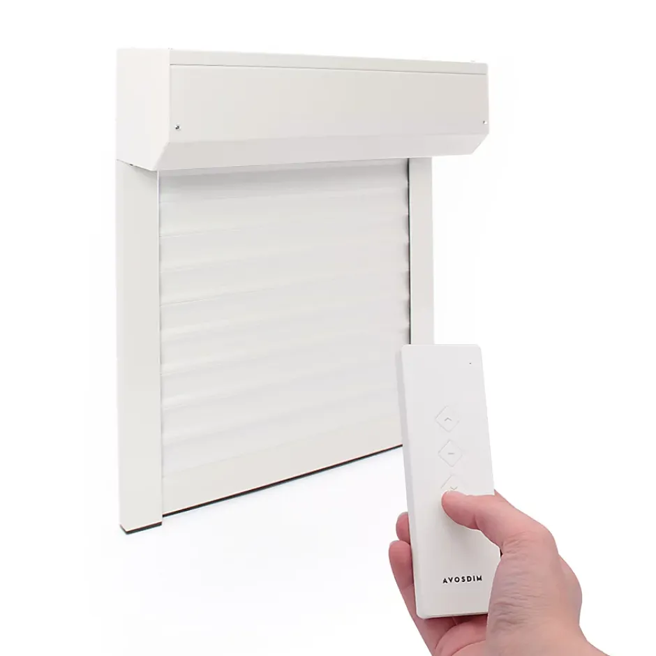 Volet Roulant Électrique Radio - Alu Blanc - L120 x H155 cm - Motorise avec telecommande incluse - Recoupable-Avosdim Online