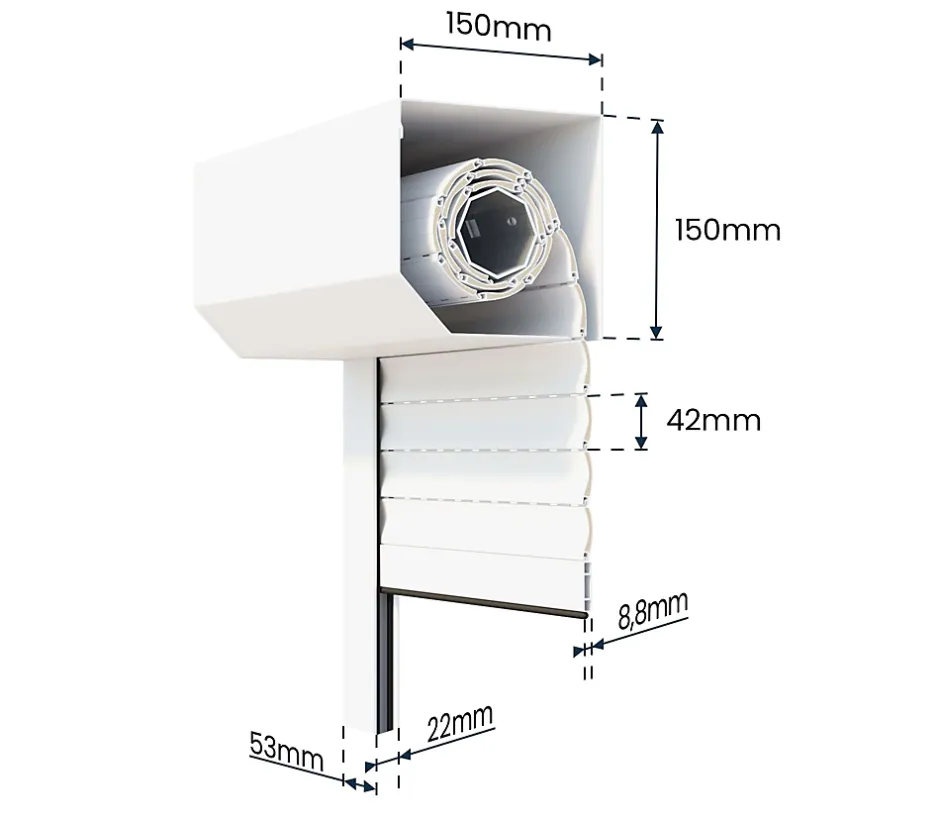 Volet Roulant Électrique Radio - Alu Blanc - L120 x H155 cm - Motorise avec telecommande incluse - Recoupable-Avosdim Online