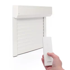 Volet Roulant Électrique Radio - Alu Blanc - L120 x H220 cm - Motorise avec telecommande incluse - Recoupable-Avosdim Clearance
