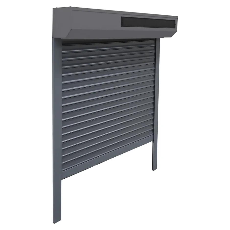 Volet roulant solaire aluminium anthracite - ouverture motorisée - - l.240 x H.215 cm-Fortia Online