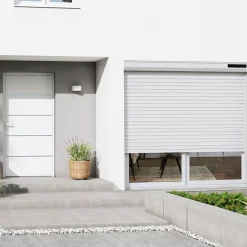 Volet roulant solaire aluminium blanc - ouverture motorisée - - l.240 x H.215 cm-Fortia Hot