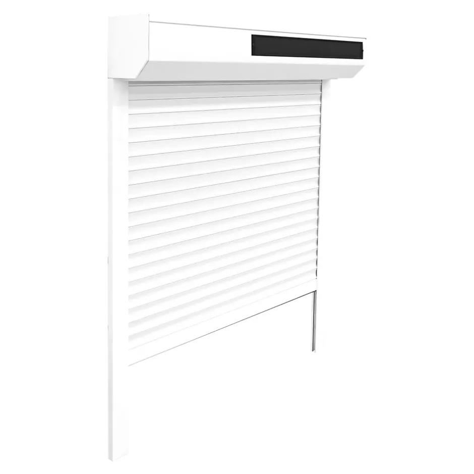 Volet roulant solaire aluminium blanc - ouverture motorisée - - l.100 x H.125 cm-Fortia Clearance