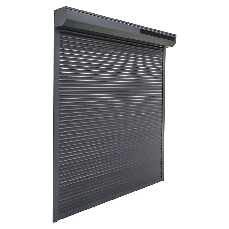 Volet roulant solaire aluminium anthracite - ouverture motorisée - - l.100 x H.125 cm-Fortia Sale
