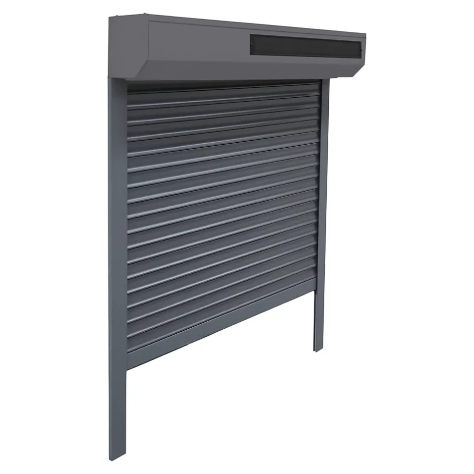 Fortia Volet roulant solaire aluminium anthracite - ouverture motorisée - - l.180 x H.215 cm
