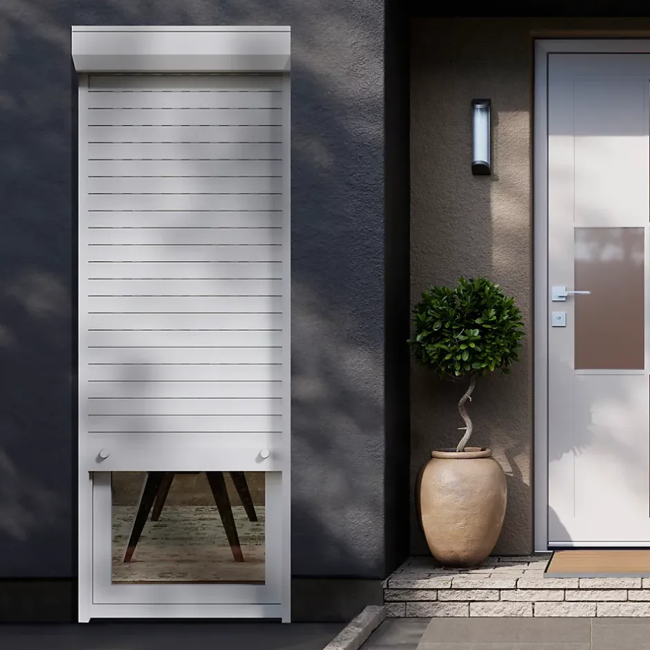 Volet roulant uPVC blanc - ouverture manuelle par sangle - - l.80 x H.215 cm-Fortia Discount