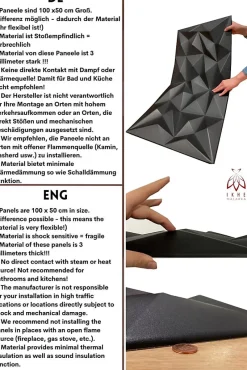 Ikhemalarka 8x - 4m2 panneaux muraux 3D en polystyrène XPS flexibles 100 x 50 cm Revêtement mural et de plafond moderne Brillant Black