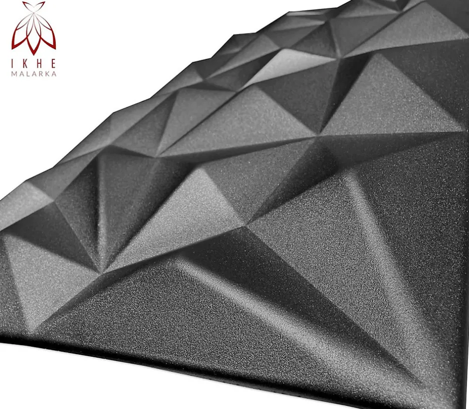 Ikhemalarka 8x - 4m2 panneaux muraux 3D en polystyrène XPS flexibles 100 x 50 cm Revêtement mural et de plafond moderne Brillant Black