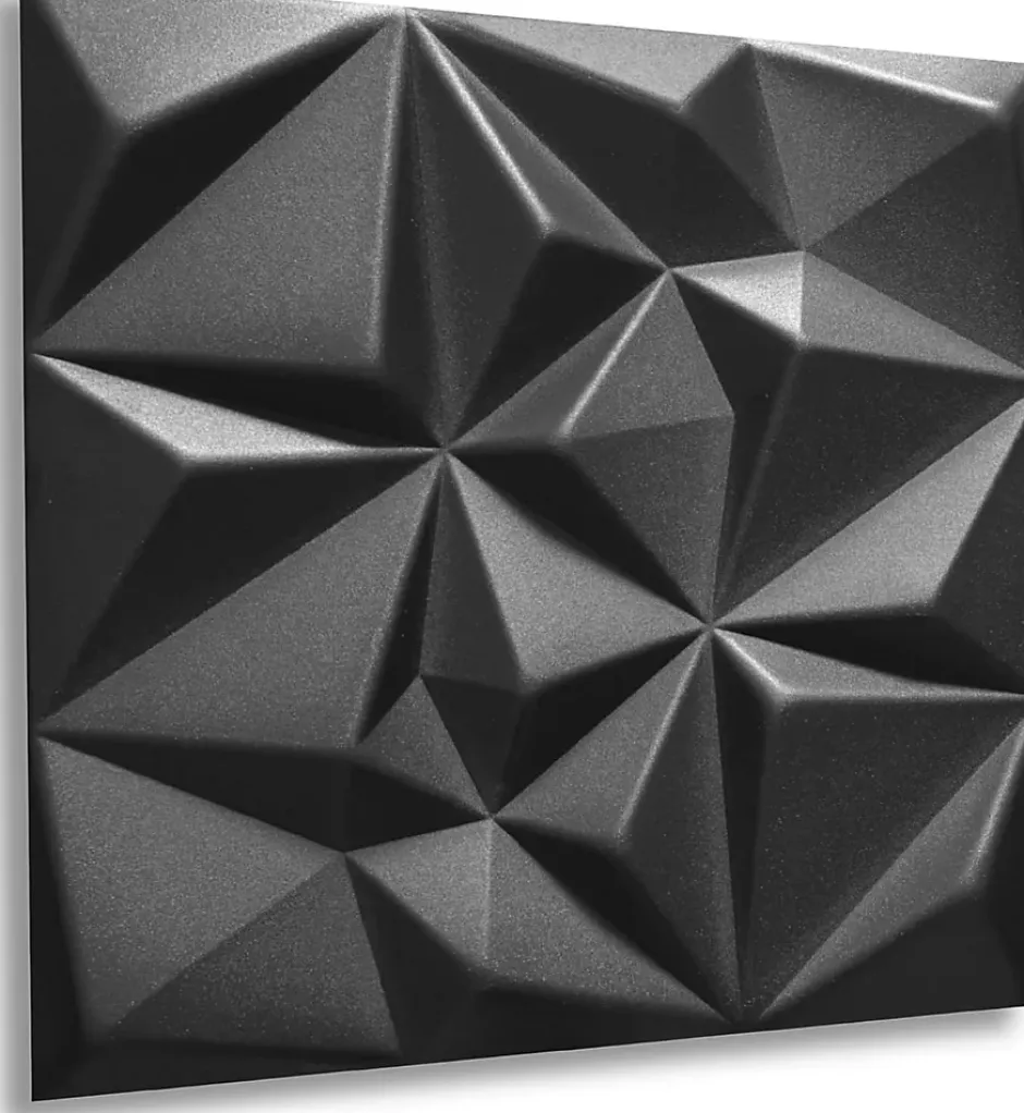 16x - 4m2 panneaux muraux 3D en polystyrène XPS flexibles 50 x 50 cm Revêtement mural et de plafond moderne Rubin Black-Ikhemalarka Clearance