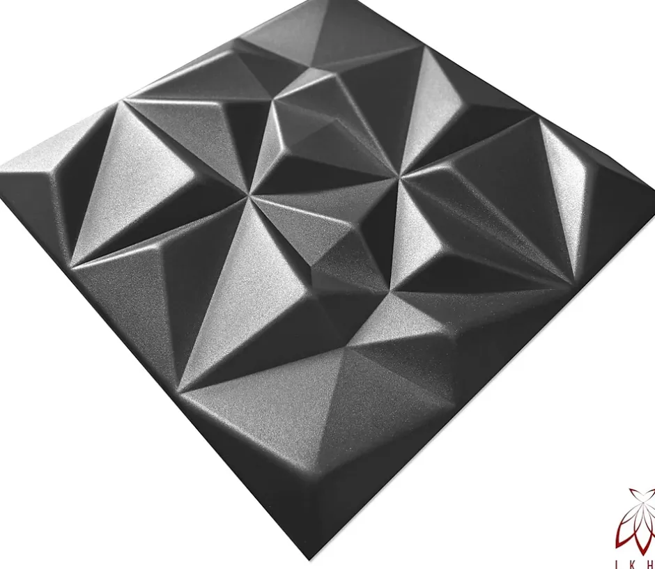 16x - 4m2 panneaux muraux 3D en polystyrène XPS flexibles 50 x 50 cm Revêtement mural et de plafond moderne Rubin Black-Ikhemalarka Clearance