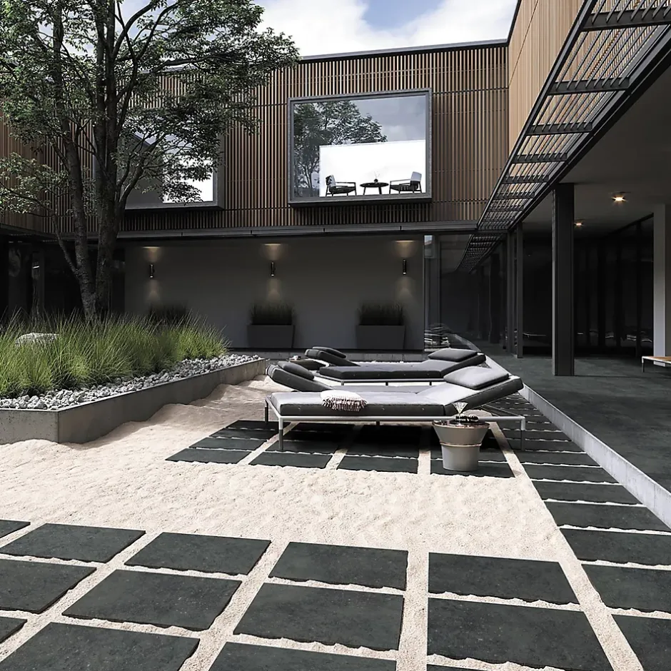 Allocarrelage 60x60 Lot 2 Dalles ép. 20mm Gres Pierre Carbone R11 -