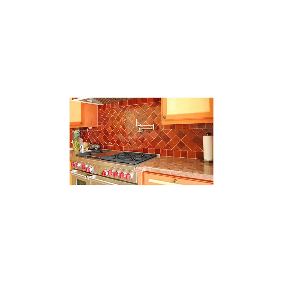 Gioia Materia Zellige Marocain traditionnel couleur : Capuccino - 08 - format : 5x5 cm sur plaque de 30x30 cm -